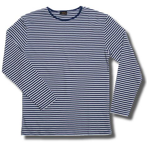 New Retro Long Sleeve Stripe T Shirt Navy Blue White  Preview